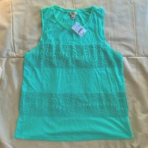 J.Crew mint | size XS | 100% cotton tank top w/ crochet detail